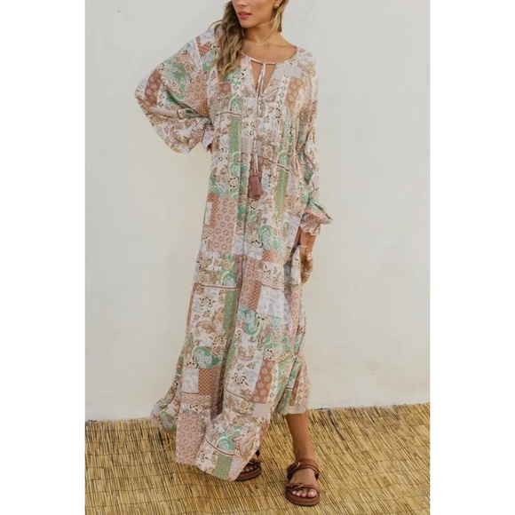 Dress Forum Dresses & Skirts - NEW Dress Forum Women's Maxi Dress Patchwork Floral‎ Long Sleeve Casual size M